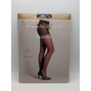 Preston and York Vintage Diamond Net Sheer Control Top Tights Bittersweet Size 2